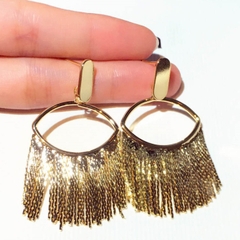 Khuyên Tai Bản To HimHip Hình Mắt Phối Tua Rua Lấp Lánh HKCC 3x5.5cm