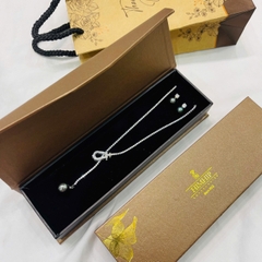 Set Trang Sức HimHip Vòng Cổ Mặt Tinh Thể Ngọc Trai & Khuyên Tai Nụ Trai Nước Ngọt Kèm Túi Hộp Thiệp - 106