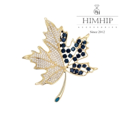 Trâm, Ghim Cài Áo HimHip Lá Phong Sang Trọng HKCC Đính Phale 5*6cm