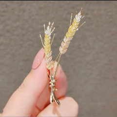 Trâm, Ghim Cài Áo HimHip Lúa Đôi Thanh Lịch HKCC Đính Phale 2,7*7cm