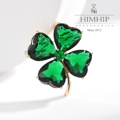 Trâm, Ghim Cài Áo Nhỏ HimHip Cỏ 4 Lá Xanh May Mắn HKCC Đính Phale 2,5*3cm