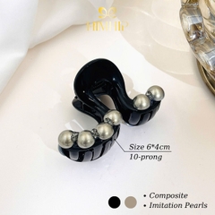 Kẹp Càng Cua HimHip Composite Lượn Sóng Hạt Giả Trai Đính Đá 10 Răng 6x4cm