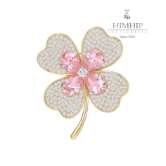 Trâm, Ghim Cài Áo HimHip Hoa 4 Cánh May Mắn HKCC Mix Phale Hồng 3.3x4cm