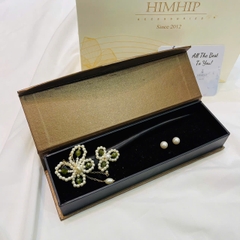 trâm nâu Set Quà Tặng HimHip Trâm Cài Tóc & Khuyên Tai Kèm Túi Hộp Thiệp - 50