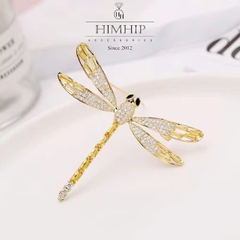 Trâm, Ghim Cài Áo HimHip HKCC Chuồn Kim Phối Đá Phale Lấp Lánh 5.2*6.5cm