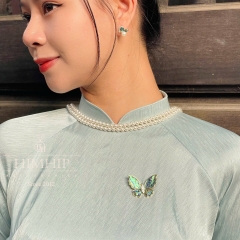 [Thiết Kế] Vòng Cổ HimHip Tinh Thể Ngọc Trai 5Li 4in1 Sang Trọng 120cm Phụ Kiện Áo Dài