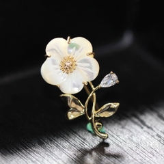 Trâm, Ghim Cài Áo Nhỏ HimHip Bông Hoa Khảm Trai Nhỏ Đáng Yêu HKCC Đính Phale 1,5*2,8cm
