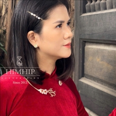 Kiềng Cổ HimHip Trai Thật Hoa Đào Xứ Ngọc Sang Trọng 15cm Phụ Kiện Áo Dài
