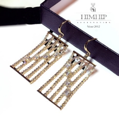 Khuyên Tai Bản To HimHip Mặt Chữ Nhật Sang Trọng HKCC Đính Phale 2x6cm