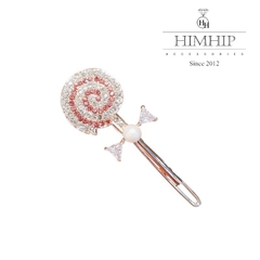 Kẹp Mái HimHip Đính Đá Phale Hình Cây Kẹo Lolipop Đáng Yêu 2x6.5cm