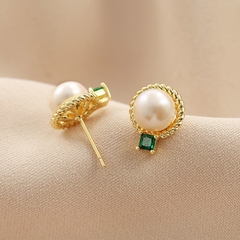 Khuyên Tai Nụ HimHip Mặt Trai Viền Vàng Sang Trọng HKCC Đính Phale, Ngọc Trai 1.5cm Phụ Kiện Áo Dài