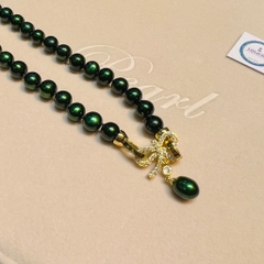 [ Thiết kế] Vòng Cổ Ngọc Trai Màu Lông Công Sang Trọng (Không Kèm Túi Hộp)