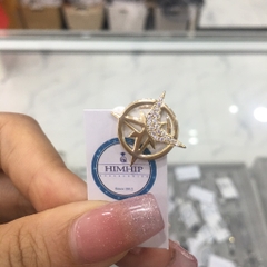 Pin cài cúc vòng tròn tia sáng đính đá nam nữ 1 cm