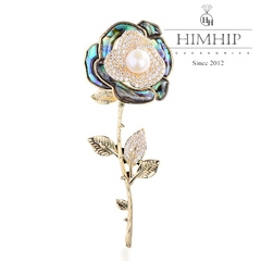 Trâm, Ghim Cài Áo HimHip Hoa Hồng Khảm Trai Quý Phái HKCC Đính Đá Phale 3*7,2cm