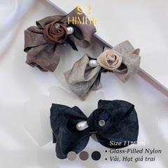 Kẹp Móc Dọc HimHip Glass-filled Nylon Nơ Vải Hạt Giả Trai Đính Hoa Hồng Nhỏ 11x6cm