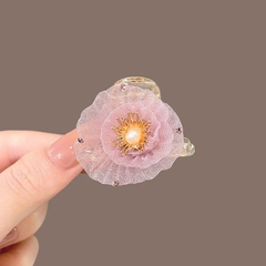 Kẹp Càng Cua HimHip Composite Mix Trai Thật Hoa Voan Sang Trọng 8 Răng 4.6x2.8cm