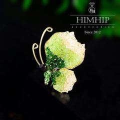 Trâm, Ghim Cài Áo HimHip Bướm Đá Lấp Lánh Sang Trọng HKCC Đính Phale 3*4cm