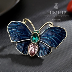 Trâm, Ghim Cài Áo HimHip Bướm Xanh Dương Sang Trọng HKCC Đính Phale 3*5cm