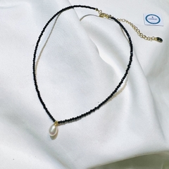 [Thiết Kế Độc Quyền] Choker HIMHIP Đá Đen 2ly Mix Trai Thật Sang Trọng 32+7cm