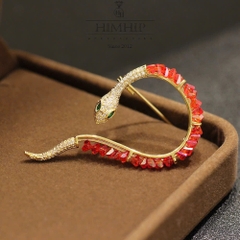 Trâm, Ghim Cài Áo Nam Nữ HimHip Rắn Đá Sang Trọng HKCC Đính Phale 3*5,5cm