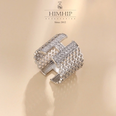 Cài Khăn Ống HimHip Size To Hình Chữ H Sang Trọng HKCC Đính Phale 2cm - Trắng