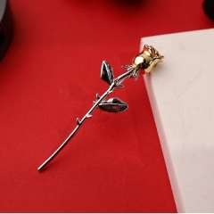 Trâm, Ghim Cài Áo HimHip Cành Hồng Đơn Thanh Lịch HKCC 2*6cm