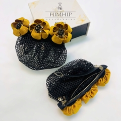 Kẹp Bối, Búi Lưới HimHip 3 Hoa Đính Đá Thanh Lịch 3.5x10cm