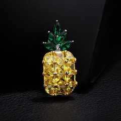 Trâm, Ghim Cài Áo HimHip Quả Dứa Vàng Đáng Yêu HKCC Đính Phale 1,5*3,5cm