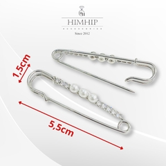 Trâm, Ghim Cài Kim Băng HimHip Họa Tiết 3 Trai Đơn Giản HKCC Đính Phale 1.2x5.5cm