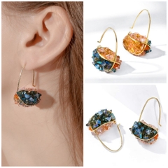 Khuyên Tai Ngắn HimHip Giỏ Đá Nhiều Màu Thanh Lịch HKCC Đính Đá 1.5x2.2x3cm