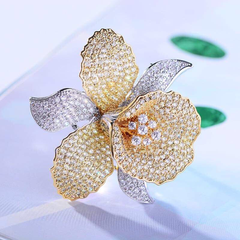 Trâm, Ghim Cài Áo HimHip Hoa Lan Sang Trọng HKCC Đính Đá Phale 4,6cm