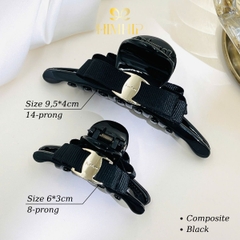 Kẹp Càng Cua HimHip Composite Dáng Dẹt Gắn Nơ Hai Lớp Khuy HKCC