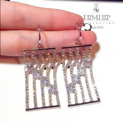 Khuyên Tai Bản To HimHip Mặt Chữ Nhật Sang Trọng HKCC Đính Phale 2x6cm