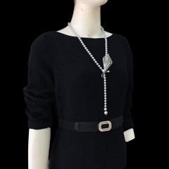 [Thiết Kế] Vòng Cổ HimHip Tinh Thể Ngọc Trai 8Li Mặt Lá Phale Sang Trọng 50+0cm Phụ Kiện Áo Dài