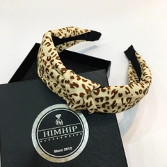 Bờm HimHip Thắt Nơ Vải Da Báo Cá Tính 3cm