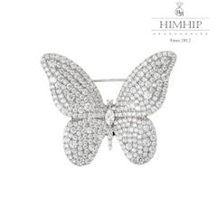 Trâm, Ghim Cài Áo HimHip Bướm Trắng Sang Trọng HKCC Đính Phale 2*3cm