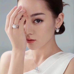 [Thiết kế] Vòng cổ ĐLNB mặt chóp phale đính tinh thể ngọc trai sang trọng (màu trắng, ghi)
