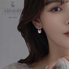 Khuyên Tai Ngắn HimHip Vòng Chuỗi Trai Sang Trọng HKCC Mix Ngọc Trai Thô 1.7x1.5 cm