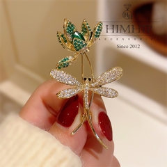 Trâm, Ghim Cài Áo HimHip Hoa Sen Kết Hợp Chuồn Chuồn Sang Trọng HKCC Đính Phale 5,3*3cm HPBD