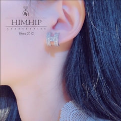 Khuyên Tai Nụ HimHip Chữ H Thanh Lịch HKCC Đính Phale 1x1cm - Vàng