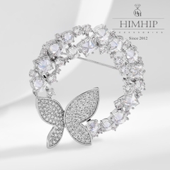 Trâm, Ghim Cài Áo HimHip Nguyệt Quế Hồ Điệp Sang Trọng HKCC Đính Phale 4,5*4cm
