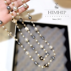 Vòng Cổ Thời Trang HimHip Hạt Giả Trai 2 Màu Mix Hoa 5 Cánh Thanh Lịch Phụ Kiện Áo Dài