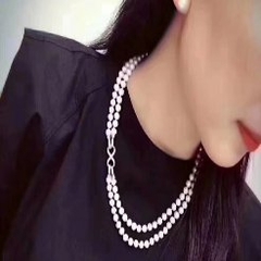 [Thiết Kế] Vòng Cổ HimHip Tinh Thể Ngọc Trai Mặt Khóa Số 8 Đính Phale Sang Trọng 48+0cm