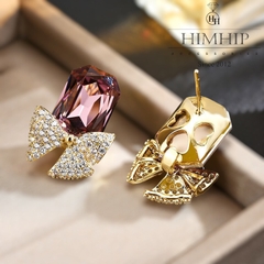 Khuyên Tai Nụ HimHip Thắt Nơ Đáng Yêu HKCC Đính Phale 1.2x2.4cm