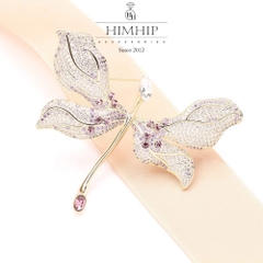 Trâm, Ghim Cài Áo HimHip Chuồn Chuồn Cánh Lá Phong Thanh Lịch HKCC Đính Phale 6,5*8cm
