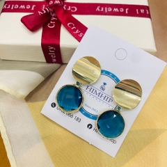 Khuyên Tai Ngắn HimHip Mặt Tròn Sang Trọng HKCC Đính Phale 1.2x3cm