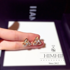 Khuyên Tai Nụ HimHip Tam Giác Xoắn Thanh Lịch HKCC Đính Phale 1.5x1.5cm