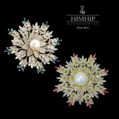 [Noel] Trâm, Ghim Cài Áo HimHip Hoa Tuyết Sang Trọng HKCC Mix Trai 5*5cm