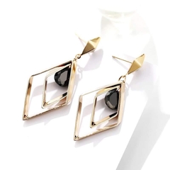 Khuyên Tai Bản To HimHip Mặt Thoi Kép Sang Trọng HKCC Đính Phale 2x5cm