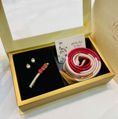 Set Quà HimHip Khăn Lụa Vuông 70x70cm & Khuyên Tai, Kẹp Tóc Kèm Túi Hộp Thiệp - 568